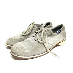 Vintage 1980s women's gray suede leather sole lace up bowling shoes